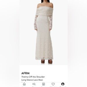AFRM Thelma Lace Off-Shoulder Maxi Dress, birch